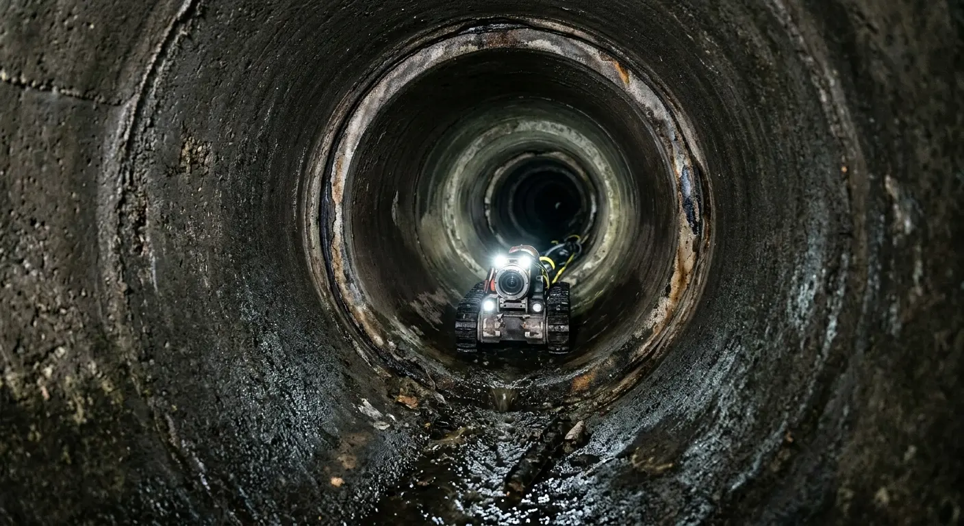 Robotic sewer camera inspecting pipe interior for Sewer Line Repair in Chatham